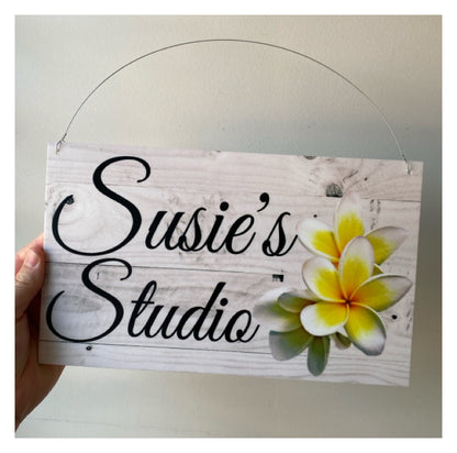 Frangipani Custom Wording Text Name Sign