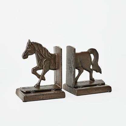 Horse Bookends | Rustic Cast Iron Pair | Farmhouse Decor