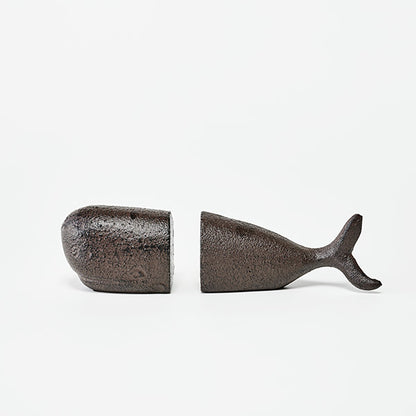 Whale Bookends | Rustic Cast Iron Pair | Coastal Beach House Decor