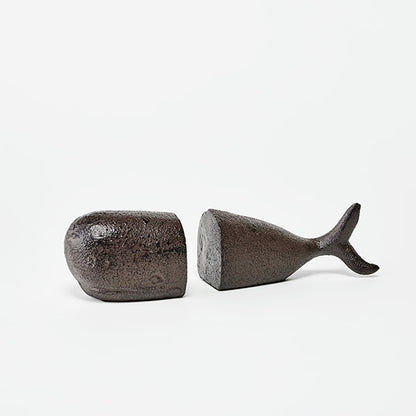 Whale Bookends | Rustic Cast Iron Pair | Coastal Beach House Decor