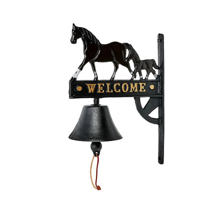 Horse & Foal Welcome Doorbell | Rustic Cast Iron | 36cm