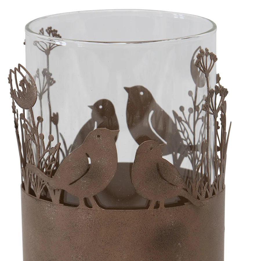 Candle Holder Set of 2 Rustic Rust Bird