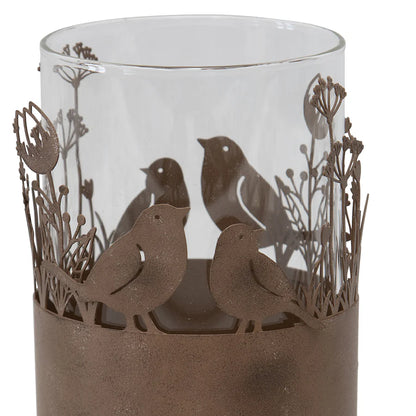 Candle Holder Set of 2 Rustic Rust Bird