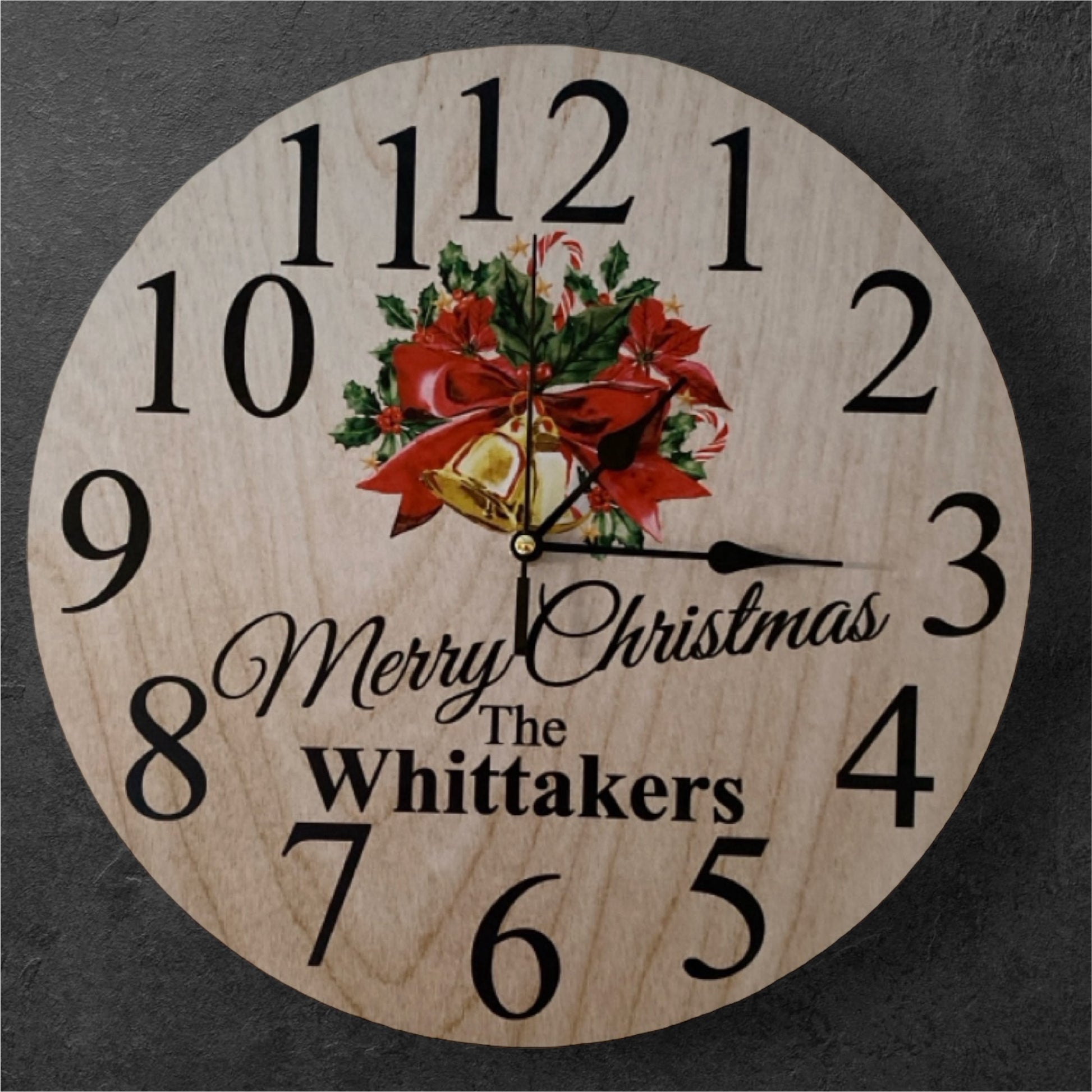 Clock Wall Christmas Family Custom Personalised Aussie Made - The Renmy Store Homewares & Gifts 