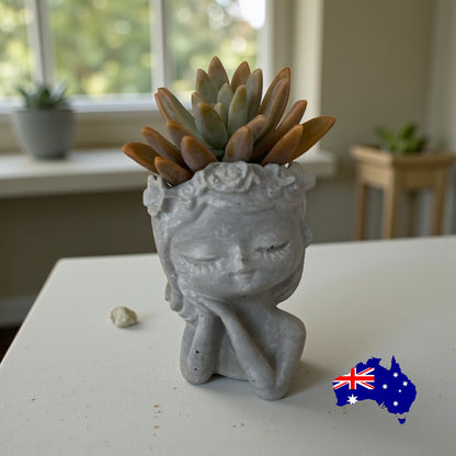 Planter Pot Flower Girl Aussie Handmade Concrete