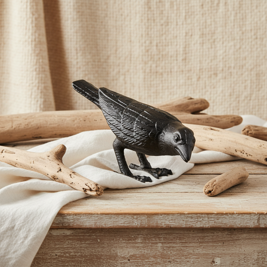 Crow Bird Cast Iron Ornament | Vintage Rustic Farmhouse Decor