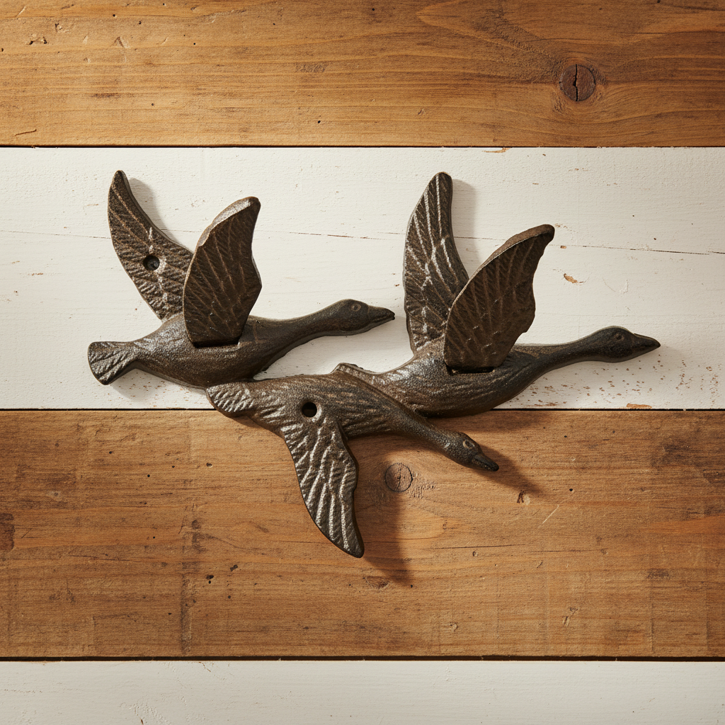 Duck Geese Cast Iron Wall Hook | Rustic Farmhouse Bird Hook 14x20x7cm