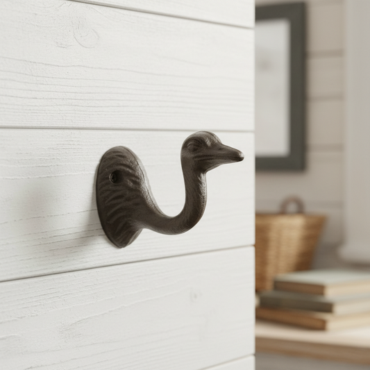 Emu Cast Iron Wall Hook | Rustic Australiana Bird Hook 8x5x10cm