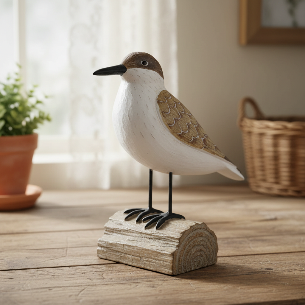 Sandpiper Bird Ornament | Natural Resin Coastal Hamptons Decor