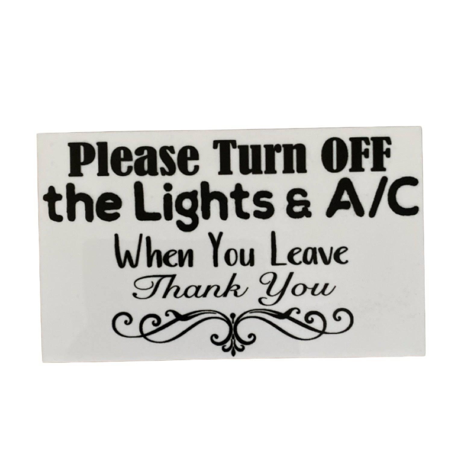 Lights and Aircon Off BNB Guest Motel Hotel Sign - The Renmy Store Homewares & Gifts 