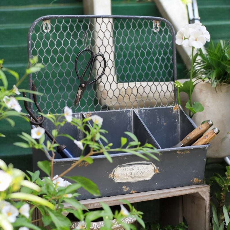 Wall Garden Rustic Metal Storage Organiser Gardener