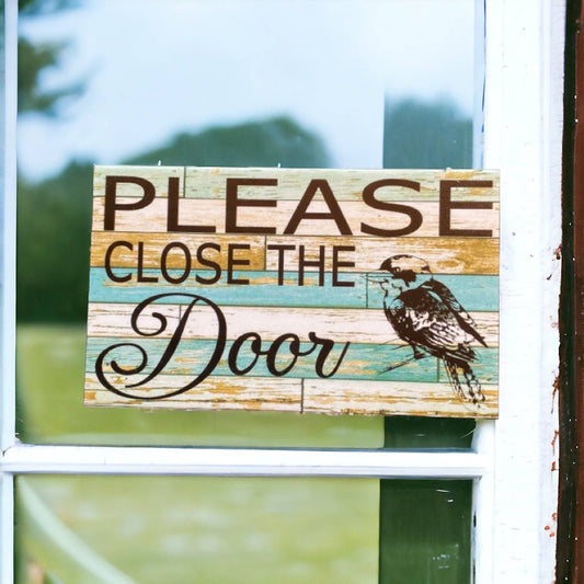 Close The Door with Kookaburra Bird Sign - The Renmy Store Homewares & Gifts 