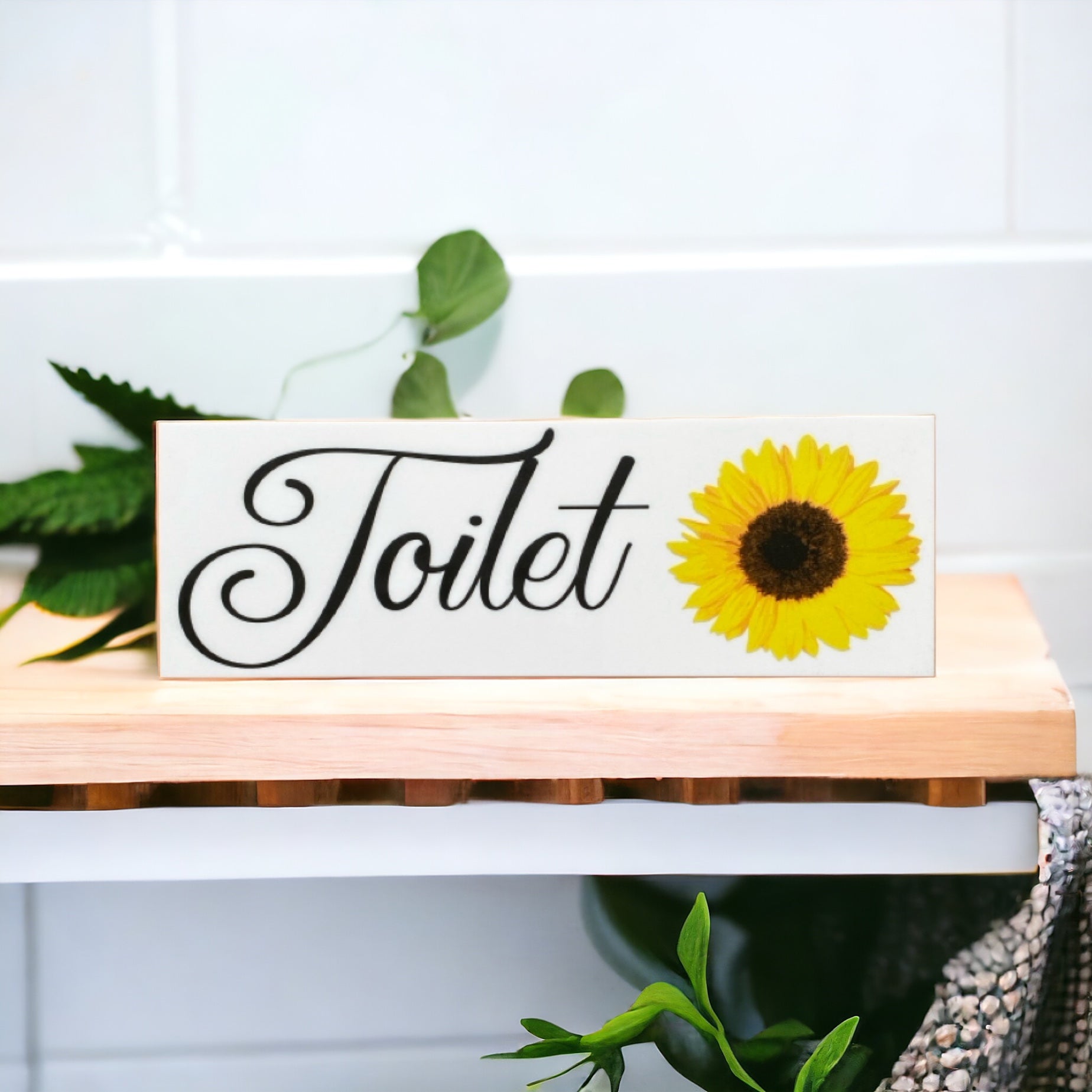 Sunflower Door Room Sign Toilet Laundry Bathroom - The Renmy Store Homewares & Gifts 