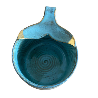 Handmade Whale Tail Aqua Gold Ceramic Mug | Aussie Made Wolf and Clay Coastal Gift