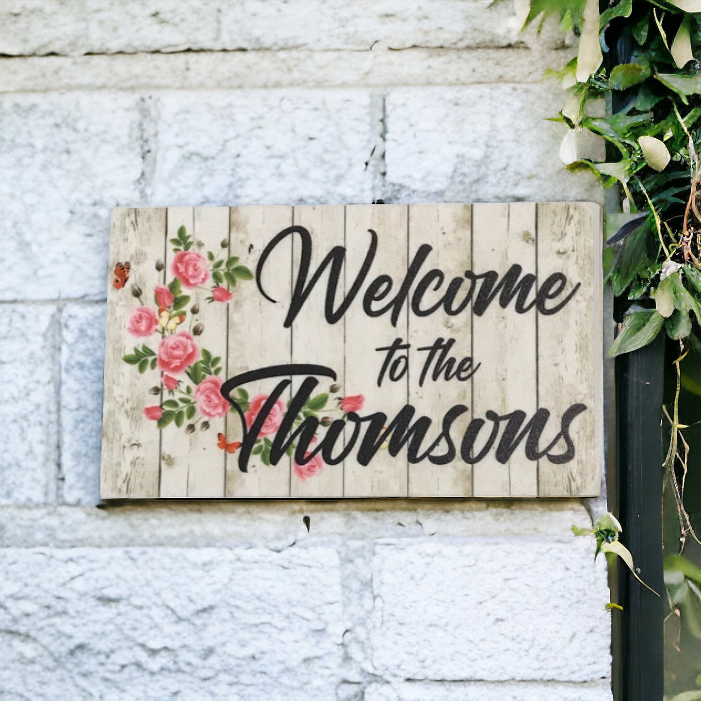 Welcome Custom Family Roses Sign - The Renmy Store Homewares & Gifts 