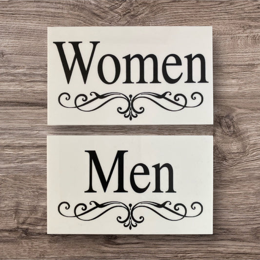 Toilet Door Women Men White Toilets Sign