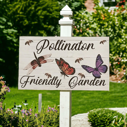 Pollination Friendly Garden Bee Butterfly Dragonfly Sign - The Renmy Store Homewares & Gifts 