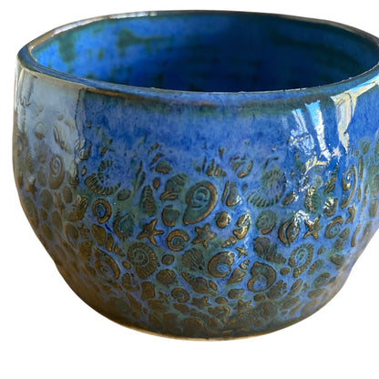 Handmade Seashells Starfish Blue Ceramic Mug | Aussie Made Wolf and Clay Coastal Gift
