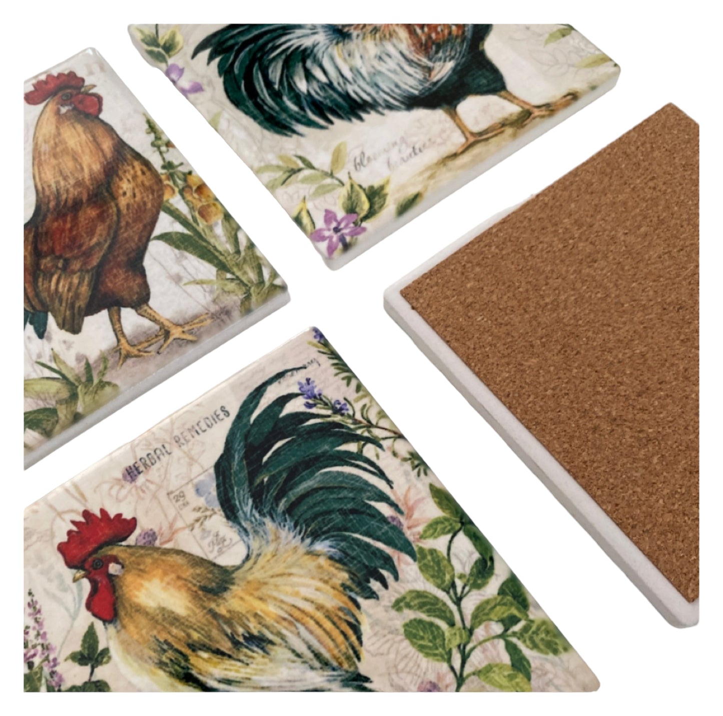 Coasters Set of 4 Rooster Chicken