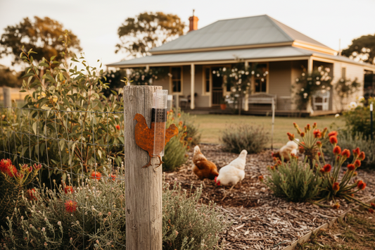 Rain Gauge Chicken Country Farmhouse - Stake or Wall Mount - Aussie Made
