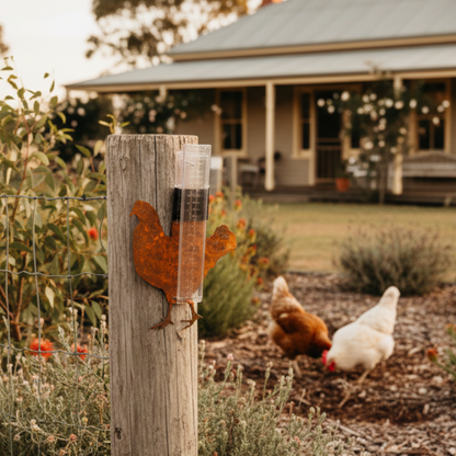 Rain Gauge Chicken Country Farmhouse - Stake or Wall Mount - Aussie Made