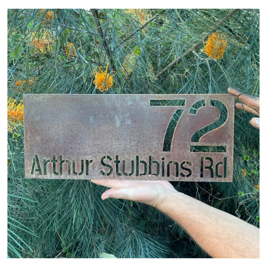 House Number Address Custom Personalised Rusty Metal Steel Sign