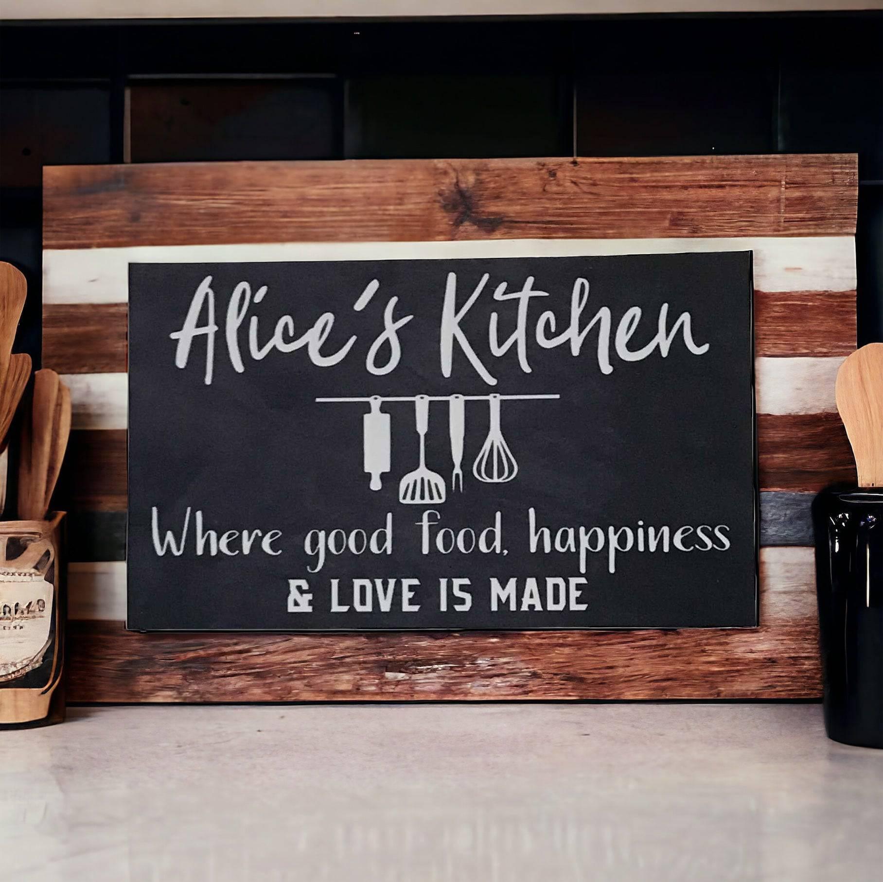 Kitchen Good Food Happiness Love Custom Sign - The Renmy Store Homewares & Gifts 