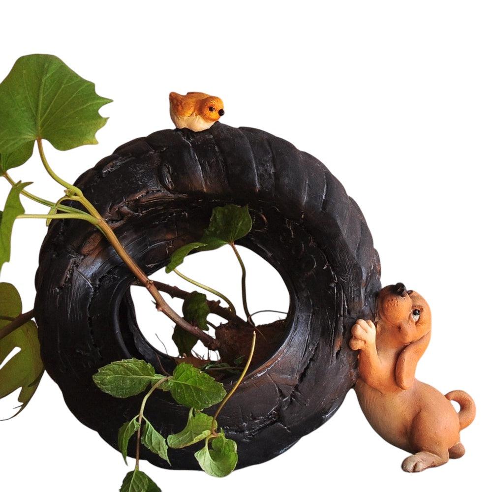 Planter Pot Dog Bird Tyre Garden - The Renmy Store Homewares & Gifts 