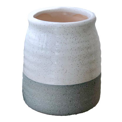Ceramic Planter Pot Vase 10cm - Grey White Flower Pot