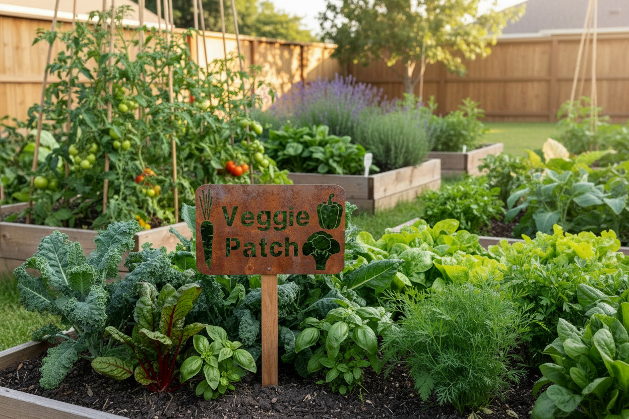 Custom Veggie Patch Personalised Sign - Rusty Metal - Aussie Made