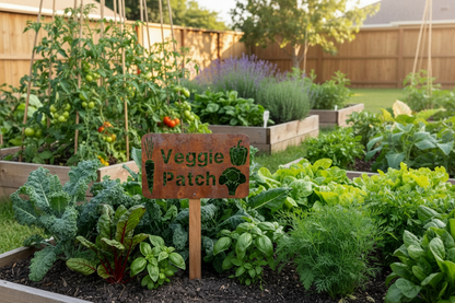 Custom Veggie Patch Personalised Sign - Rusty Metal - Aussie Made
