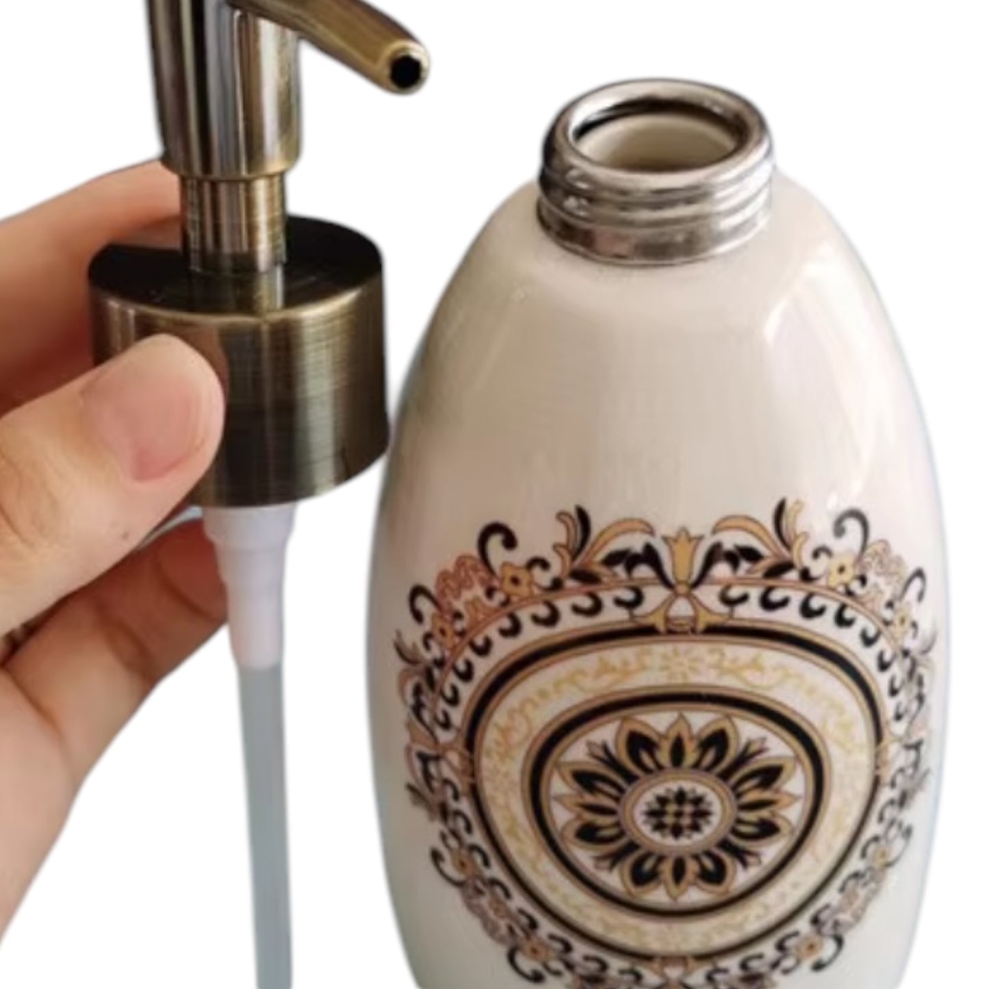 Soap Dispenser Ceramic Floral Boho Mandala