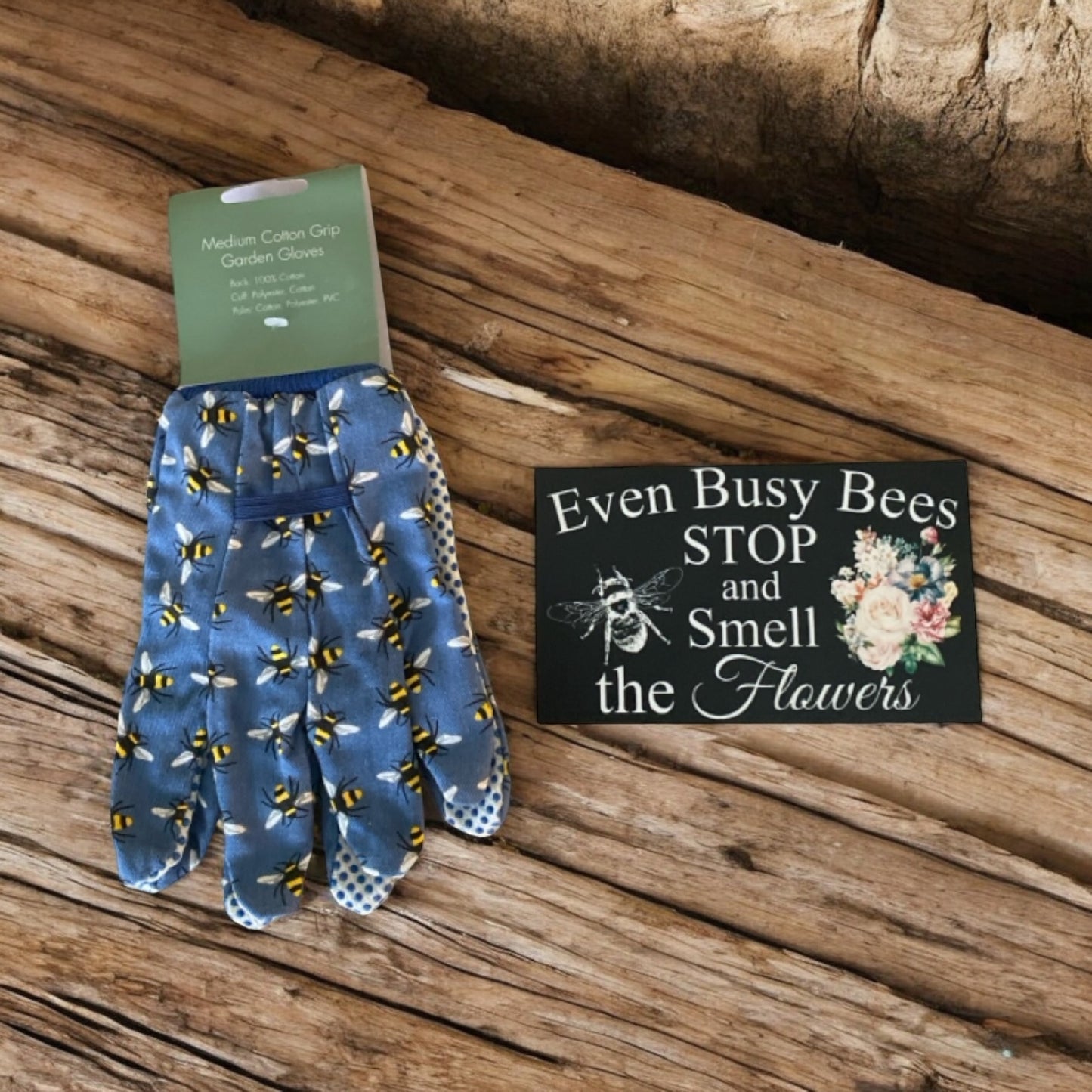 Garden Bee Gloves Sign Gardener Gift Set - The Renmy Store Homewares & Gifts 