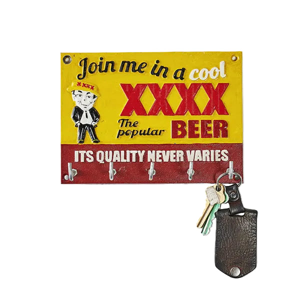 XXXX Beer Key Hook Rack | Vintage Cast Iron | 18cm