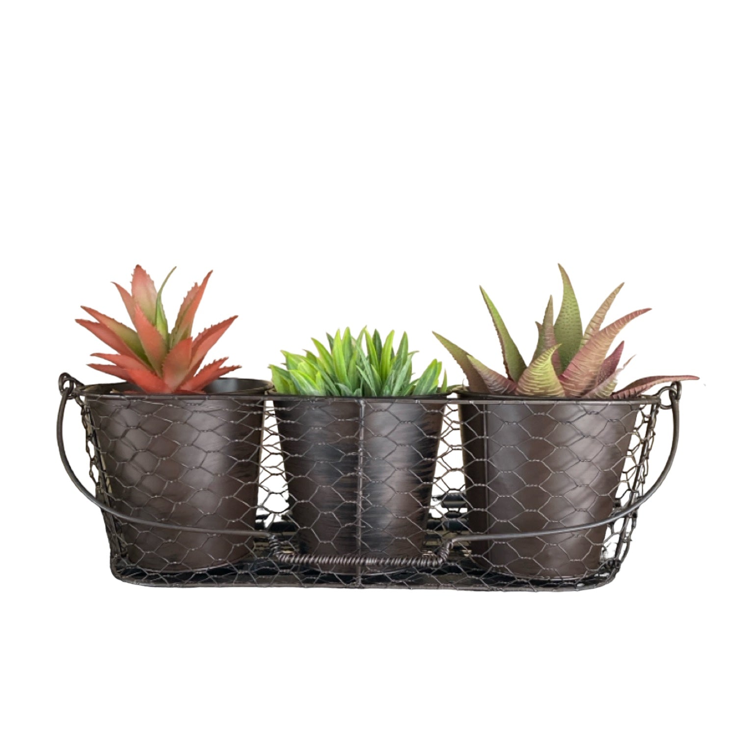 Three Pot Planter Herbs Rustic Dark - The Renmy Store Homewares & Gifts 