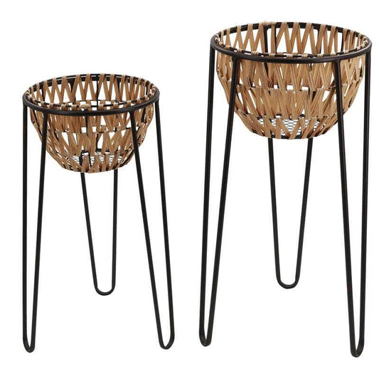 Planter Pot Stand Set of 2 Basket Natural