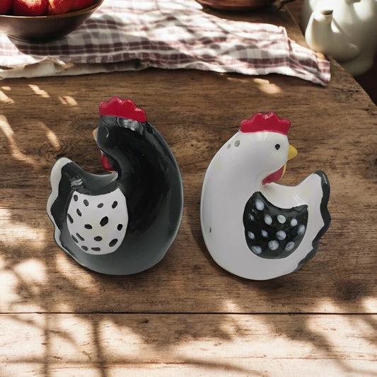 Salt Pepper Shaker Set Chicken Rooster Farmhouse