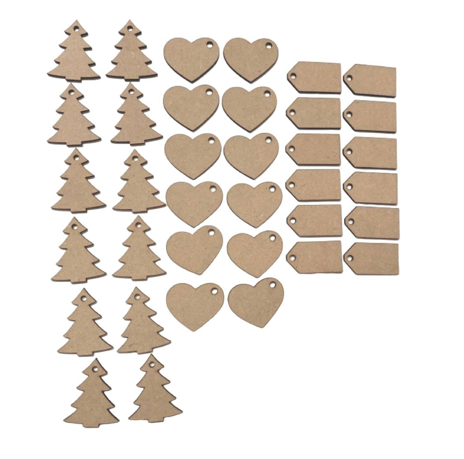 Gift Tag Set of 36 MDF Timber DIY Raw Craft - The Renmy Store Homewares & Gifts 