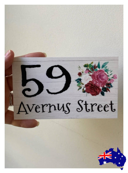 Personalised Street Number Address Floral Custom Cottage Sign - The Renmy Store Homewares & Gifts 