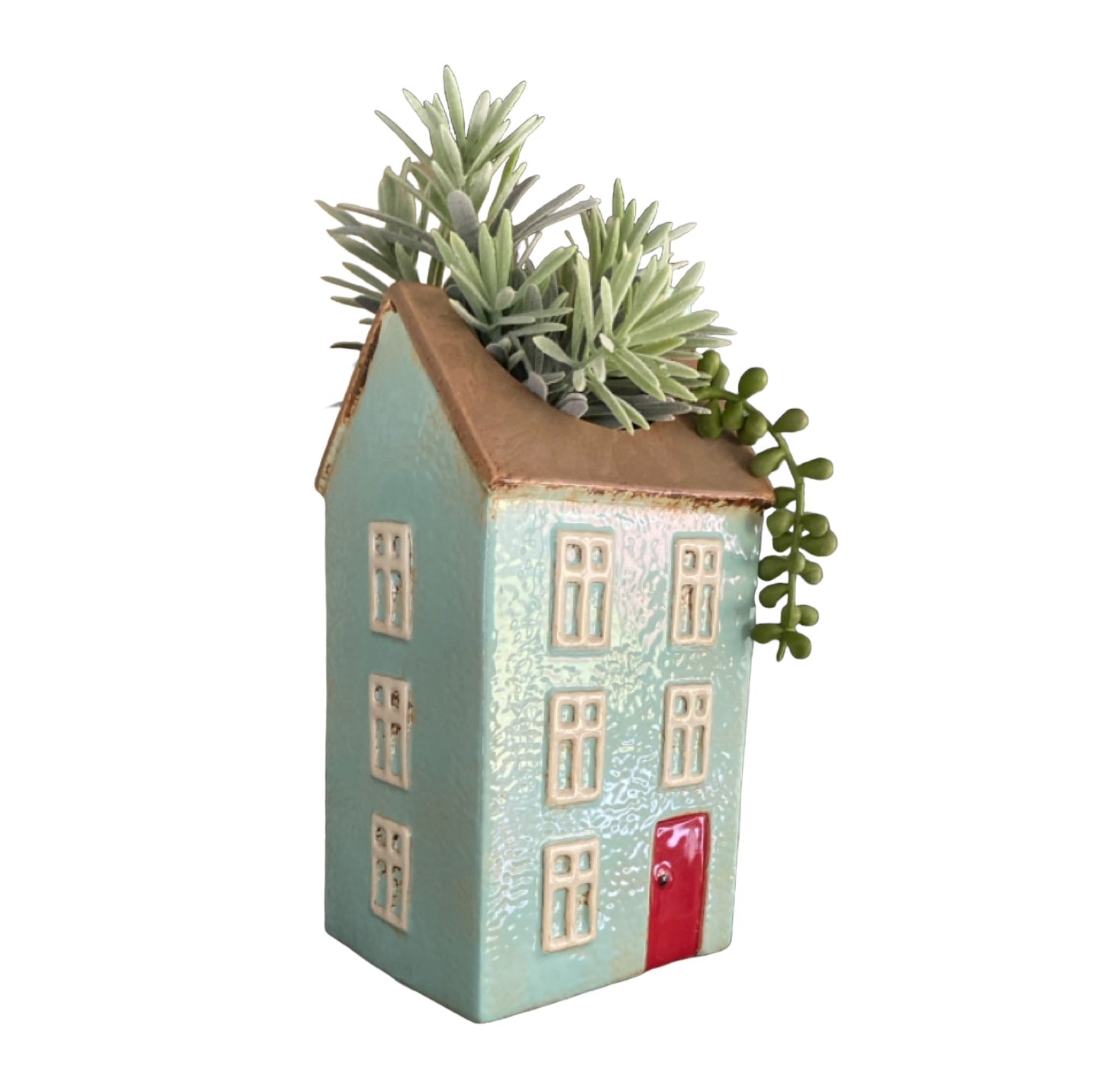 Village House Aqua Pot Plant Planter - The Renmy Store Homewares & Gifts 