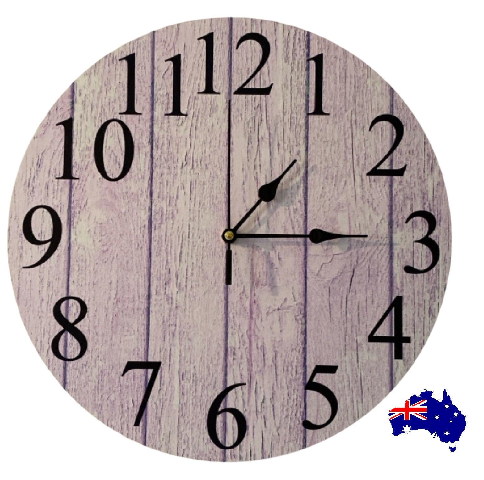 Clock Wall Purple Timber Aussie Made - The Renmy Store Homewares & Gifts 