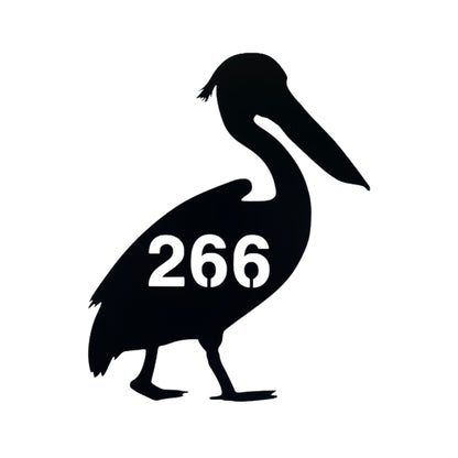 Pelican House Number Sign Custom Coastal Metal - Aussie Made
