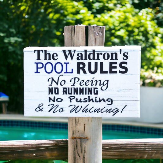 Pool Rules Custom Name Sign - The Renmy Store Homewares & Gifts 