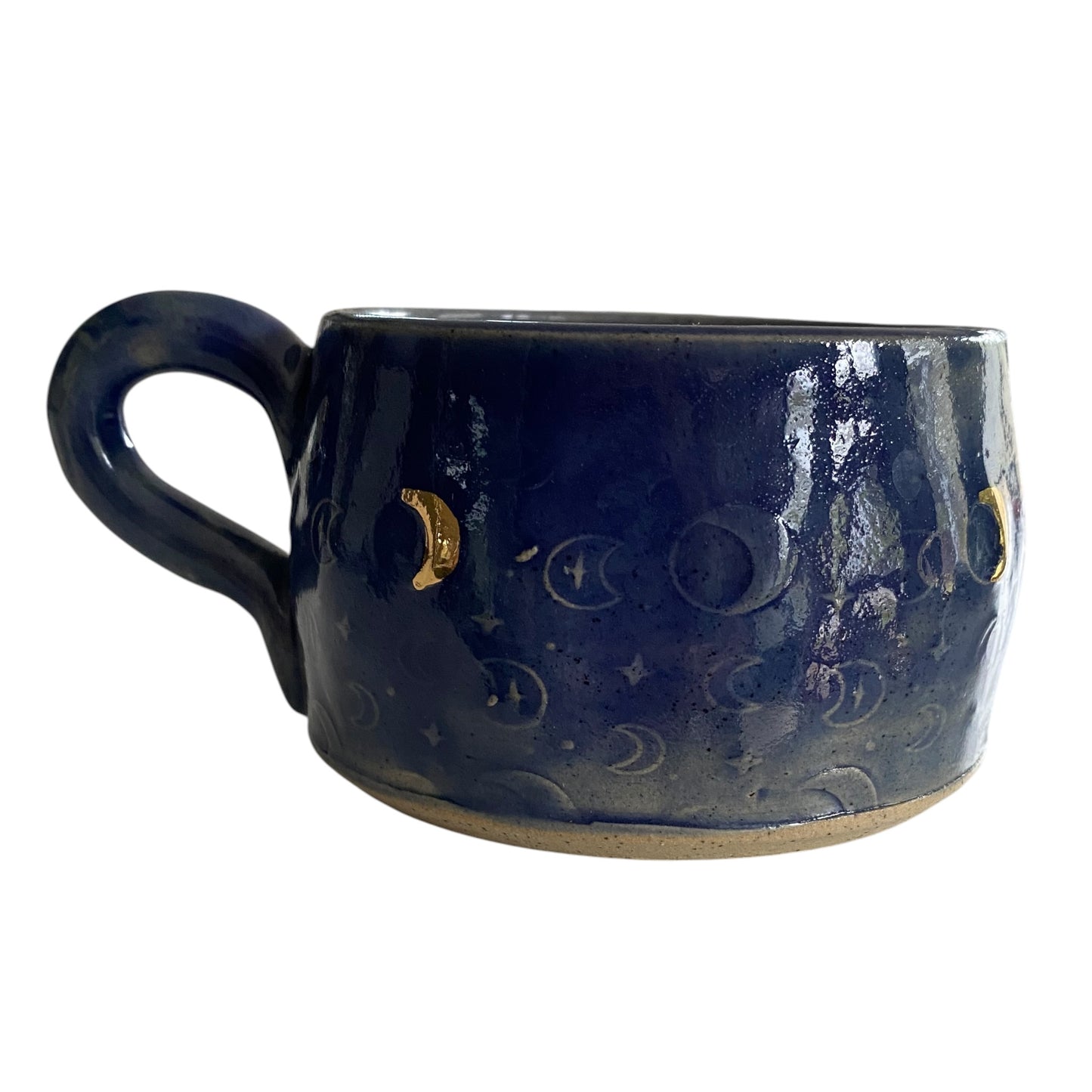 Handmade Blue & Gold Moon Phase Ceramic Mug | Australian Made | Wolf and Clay