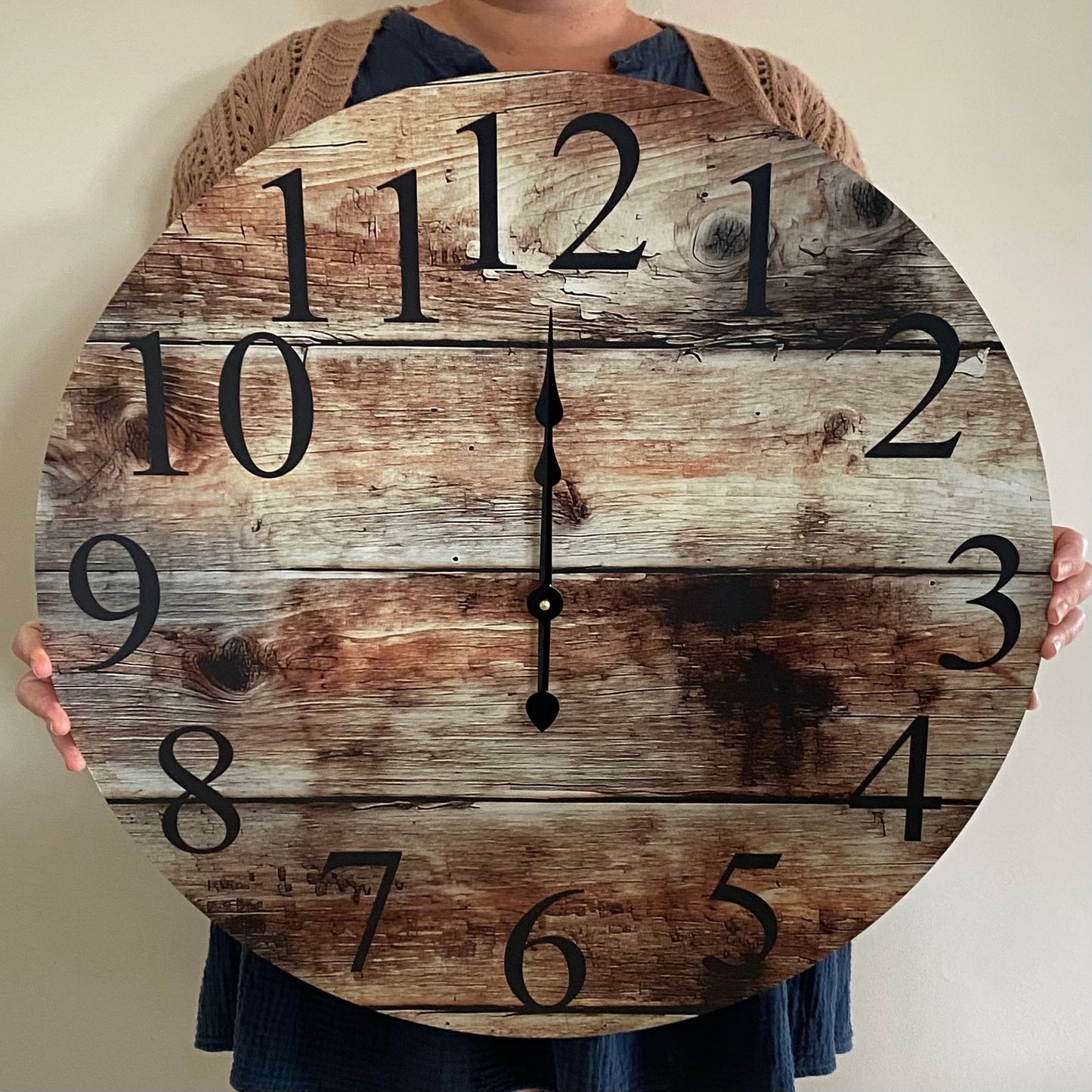 Weathered Rustic Timber Wall Clock | Aussie Made 30cm 60cm