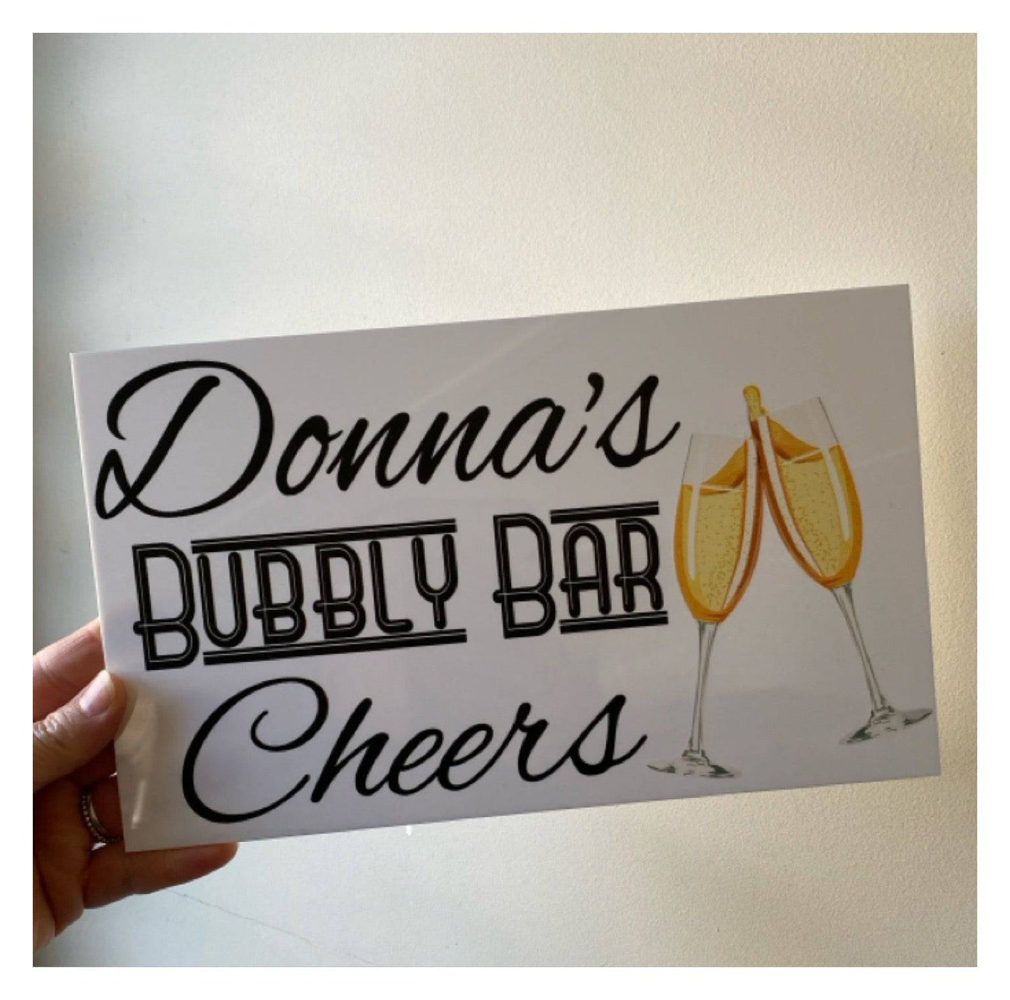 Champagne Bubbly Bar Custom Personalised Sign - The Renmy Store Homewares & Gifts 