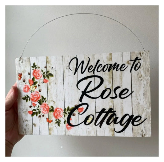 Welcome Custom Family Roses Sign - The Renmy Store Homewares & Gifts 