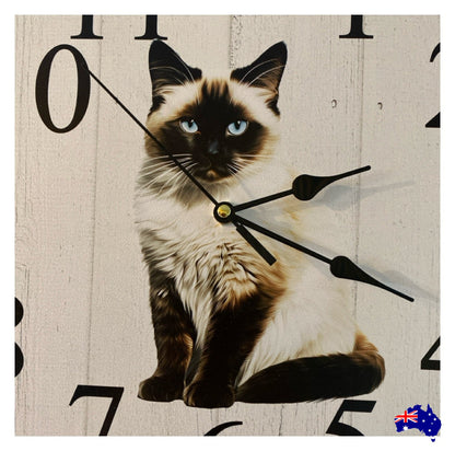 Clock Wall Ragdoll Cat 30cm 60cm Aussie Made