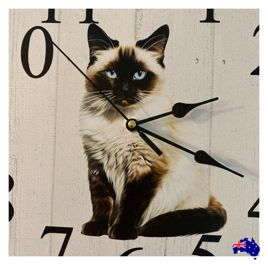 Clock Wall Ragdoll Cat 30cm 60cm Aussie Made
