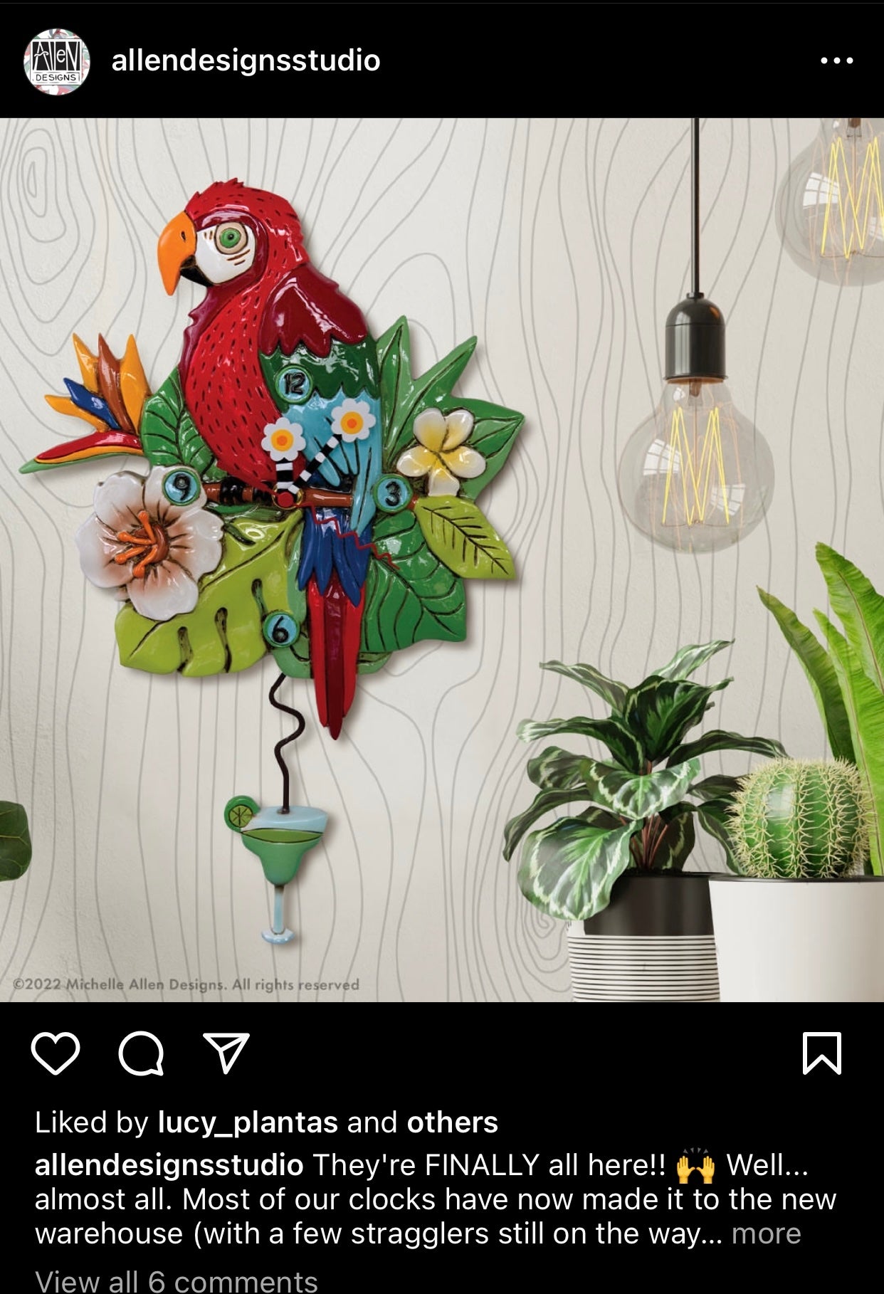 Clock Wall Parrot Bird Polly Funky Retro - The Renmy Store Homewares & Gifts 